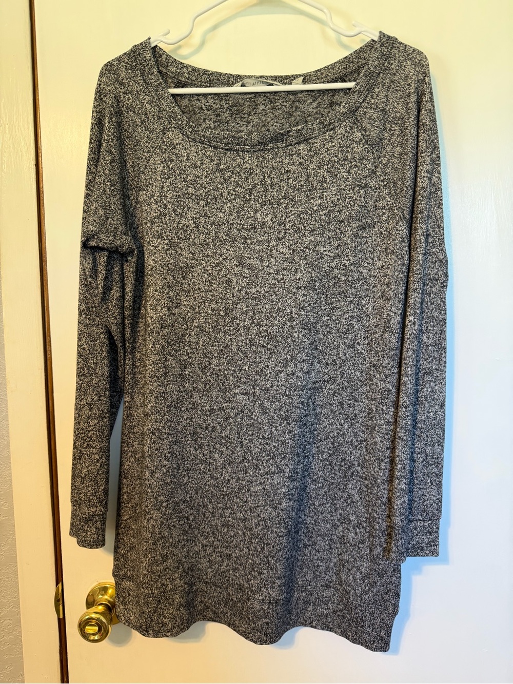 Athleta Black and White Marled Long Sleeve Top - Picture 1 of 4